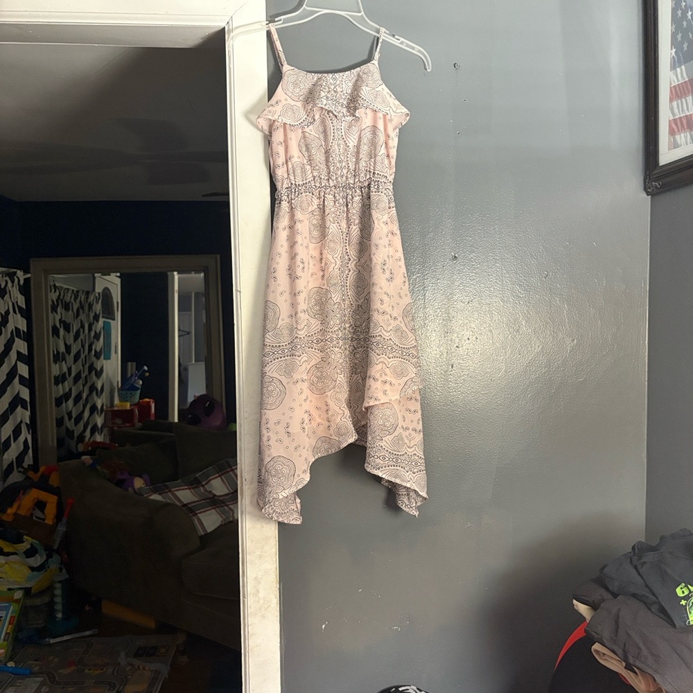 Pink Paisley Asymmetrical Dress Kids size 7/8 - Picture 9 of 9